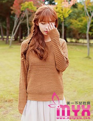 甜美小清新的韩式马尾发型扎法