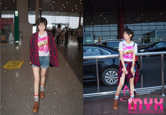 女明星街拍格子衬衫少不了 格子衬衫的各种可能