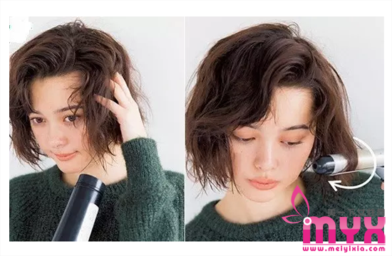 女生的短发卷发棒教程 打造慵懒睡不醒短卷发