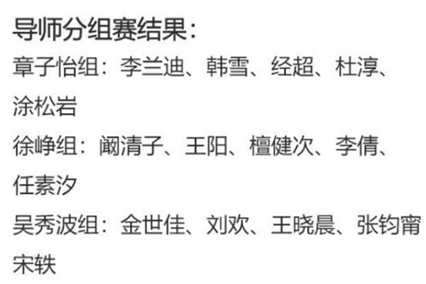我就是演员导师分组结果 章子怡队太强大