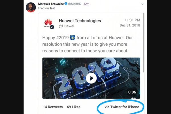 华为Twitter事故 让哭喊着买华为的小粉红情何以堪